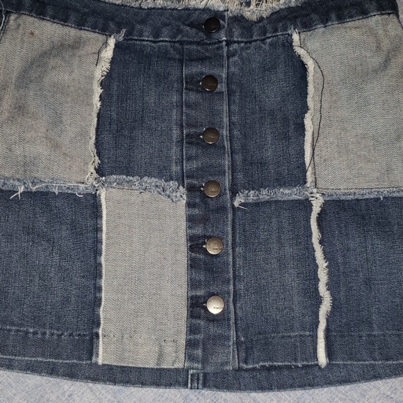 Girls Denim Patchwork Mini Skirt - Picture 2 of 3